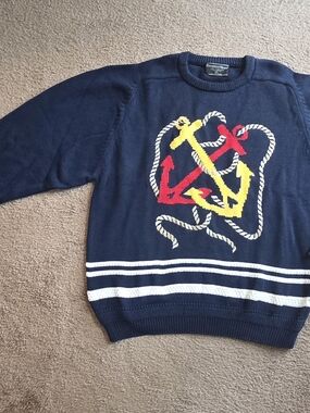 Preswick & Moore Navy Crewneck Cotton Sweater